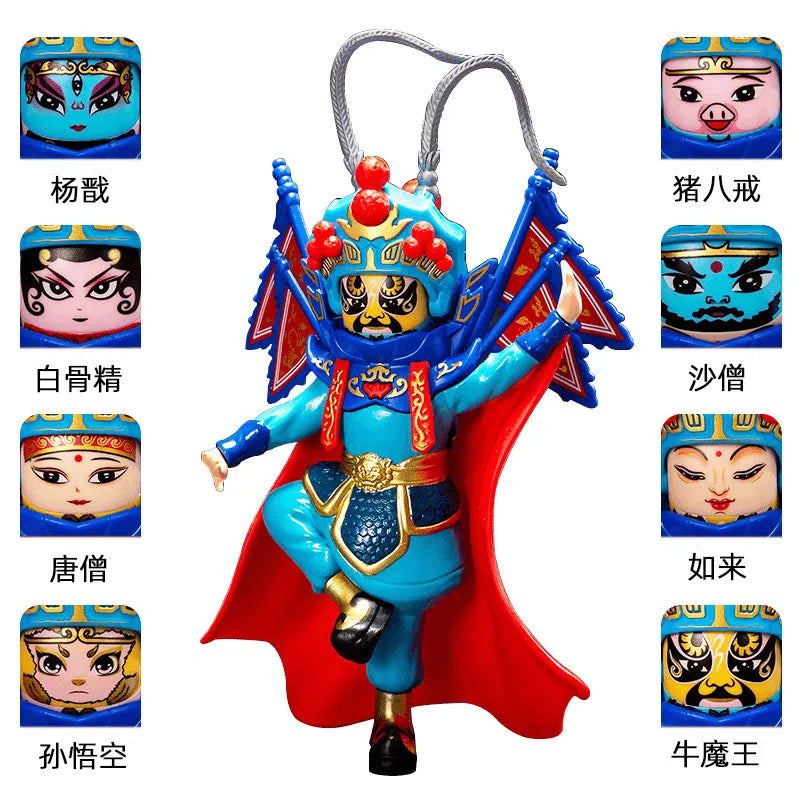 HKM-470035 Chinese Face-Changing Opera Doll Action Figure - Peking Mask PVC Model