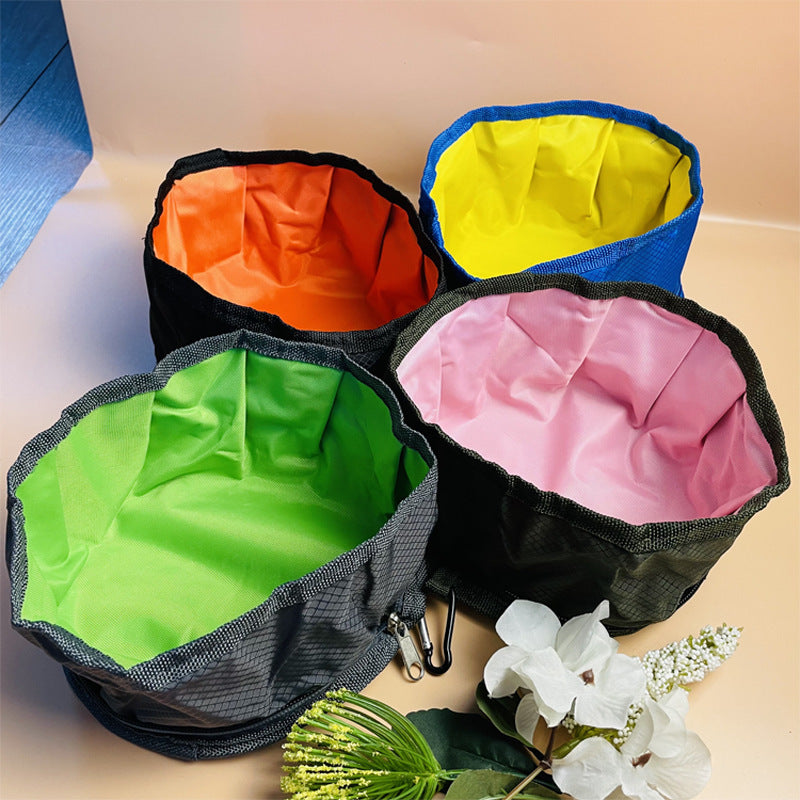 HKM-4702525 Folding Waterproof Outdoor Dog Bowl - Easy to Clean Polyester, 1100ml Capacity