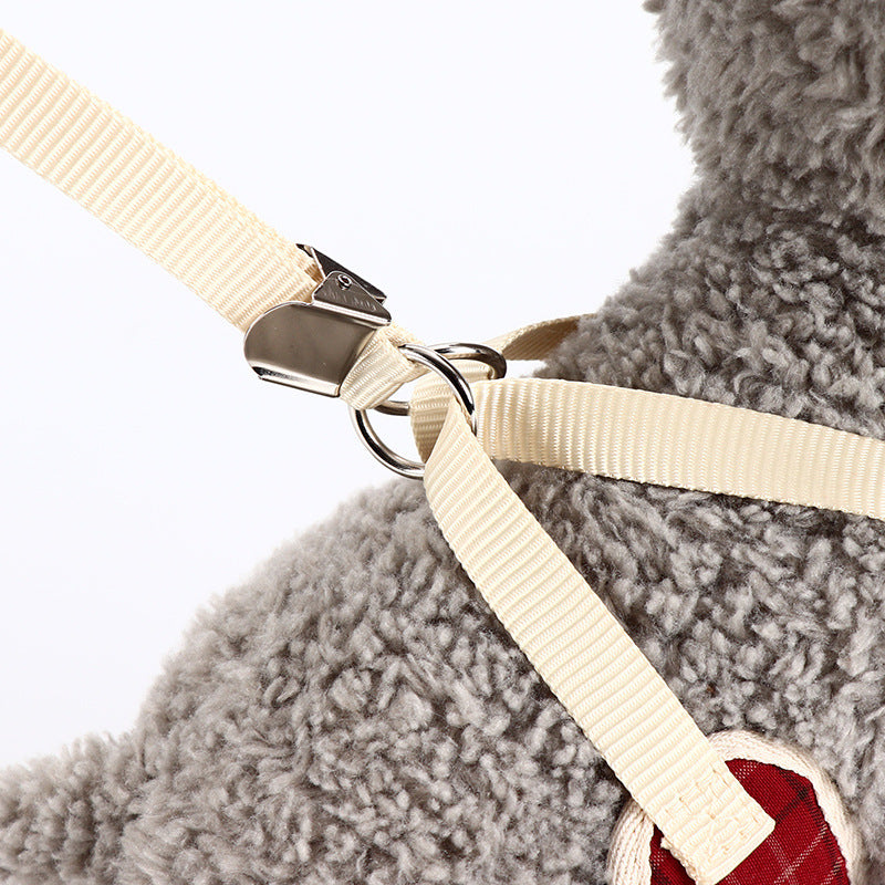 HKM-4702909 Small Dog Vest Style Bowknot Chest Strap Leash - Adjustable Nylon Traction Belt