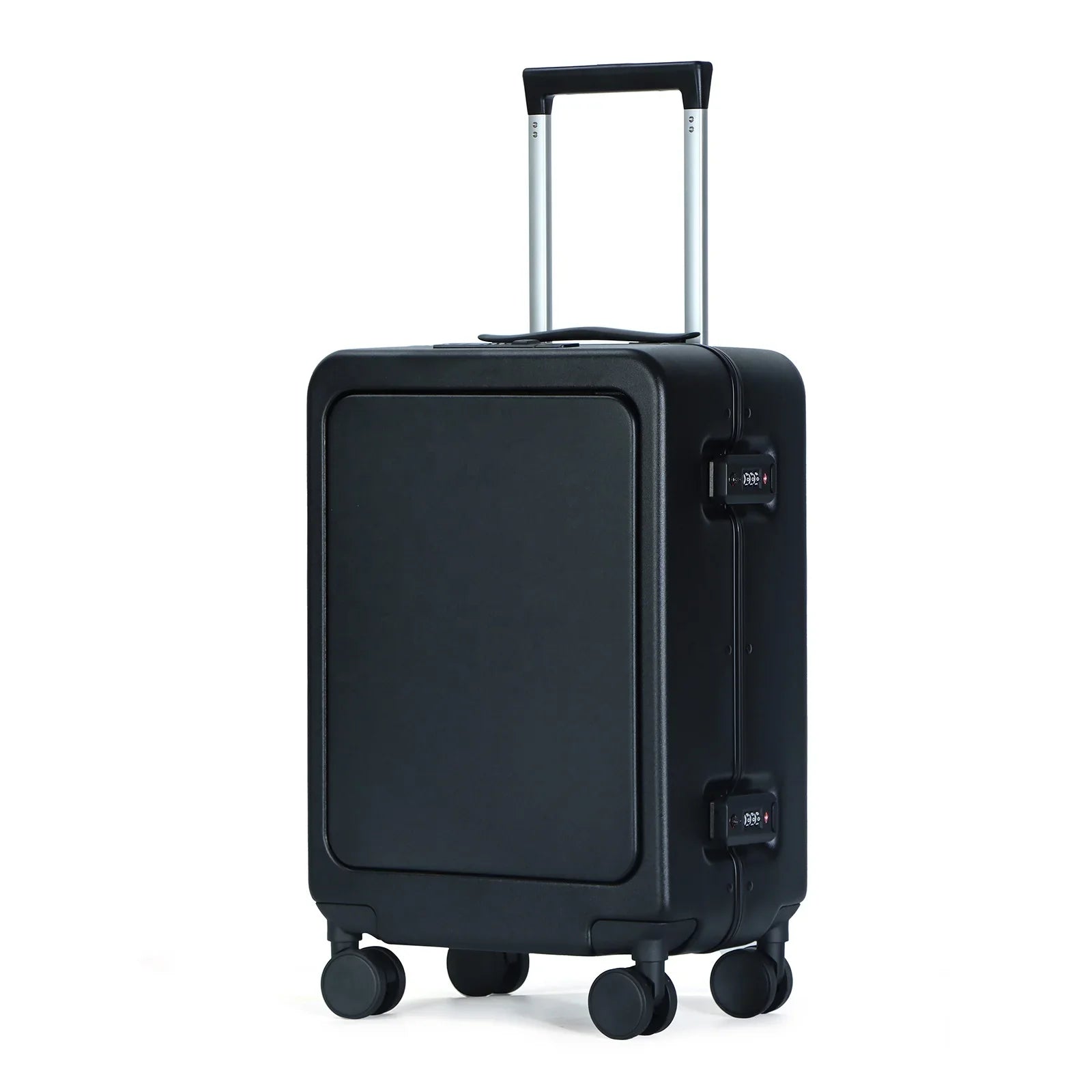 HKM-470291 Compact Black Aluminium Carry-On Trolley Case for Travel