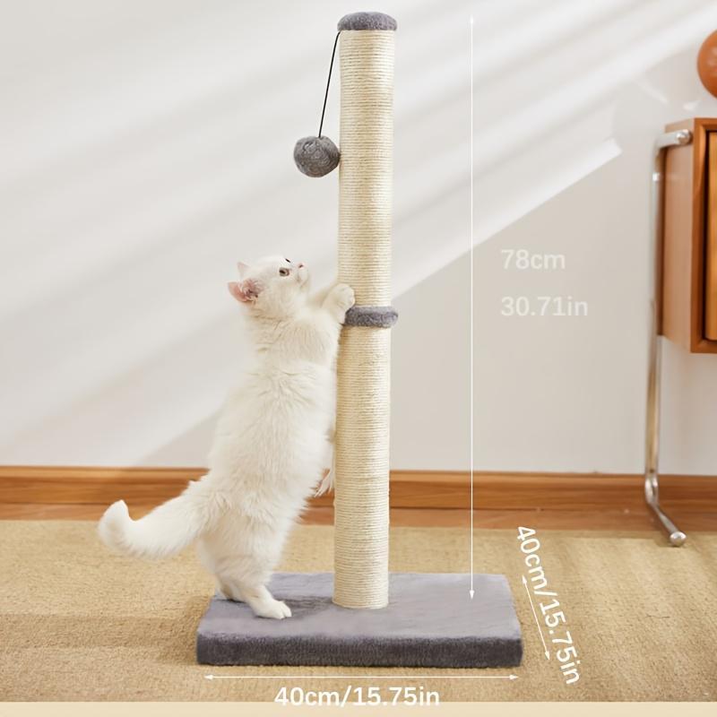 HKM-4703165 Durable Sisal Rope Cat Scratching Post with Hanging Ball Toy for Indoor Play and Claw Health