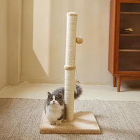 HKM-4703165 Durable Sisal Rope Cat Scratching Post with Hanging Ball Toy for Indoor Play and Claw Health