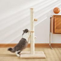 HKM-4703165 Durable Sisal Rope Cat Scratching Post with Hanging Ball Toy for Indoor Play and Claw Health