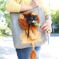 HKM-4704573 Lion Design Portable Pet Carrier Bag for Cats and Dogs, Breathable Canvas Sling with Adjustable Opening and Safety Zippers