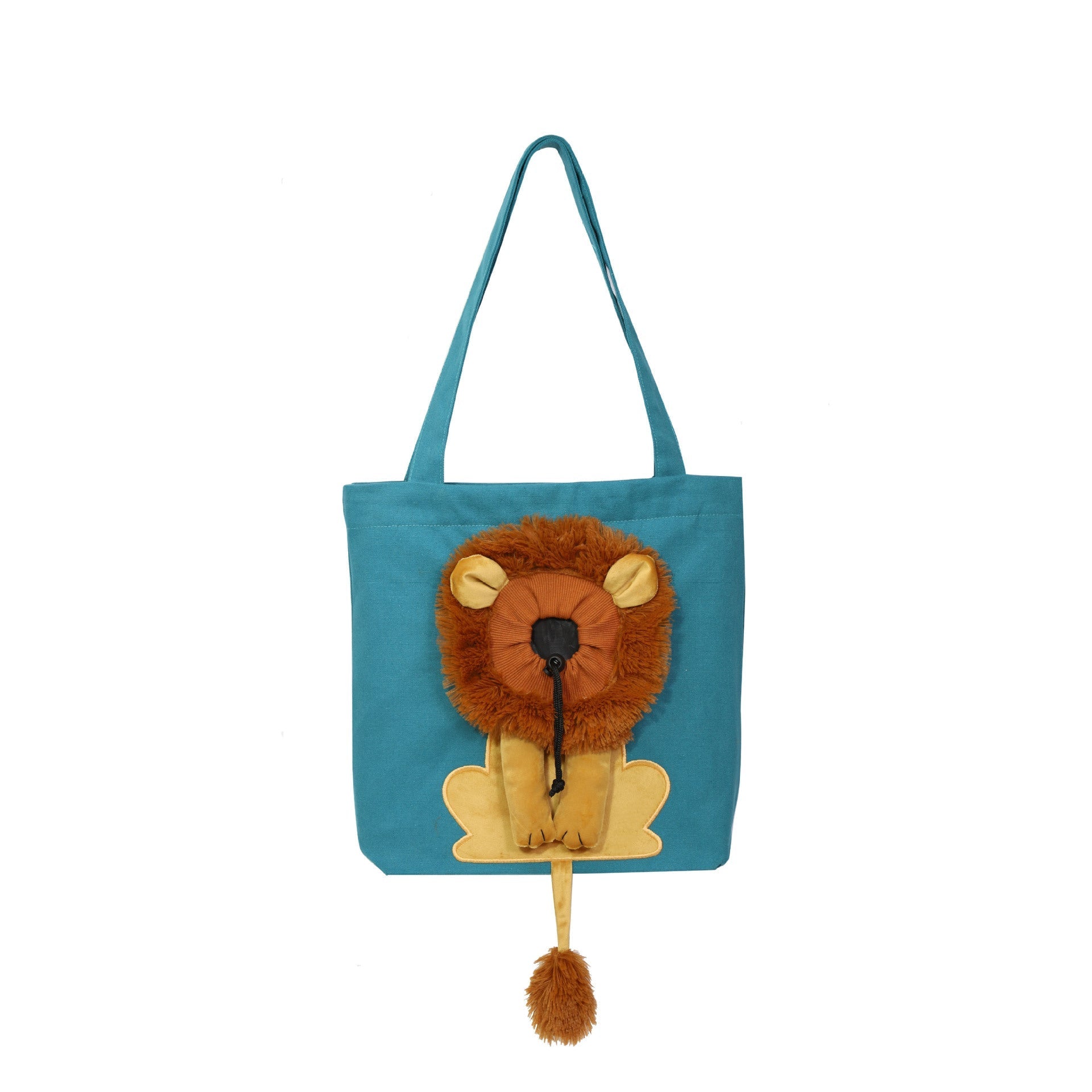 HKM-4704573 Lion Design Portable Pet Carrier Bag for Cats and Dogs, Breathable Canvas Sling with Adjustable Opening and Safety Zippers