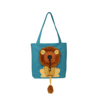 HKM-4704573 Lion Design Portable Pet Carrier Bag for Cats and Dogs, Breathable Canvas Sling with Adjustable Opening and Safety Zippers