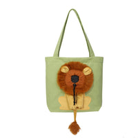 HKM-4704573 Lion Design Portable Pet Carrier Bag for Cats and Dogs, Breathable Canvas Sling with Adjustable Opening and Safety Zippers