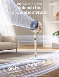 HKM-4705619 120° Omni-Directional Oscillating Pedestal Fan with Remote, 9 Speeds, 6 Modes, 20dB Noise Level, 8-Hour Timer, RGB Light