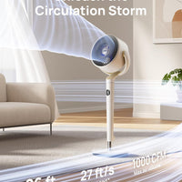 HKM-4705619 120° Omni-Directional Oscillating Pedestal Fan with Remote, 9 Speeds, 6 Modes, 20dB Noise Level, 8-Hour Timer, RGB Light