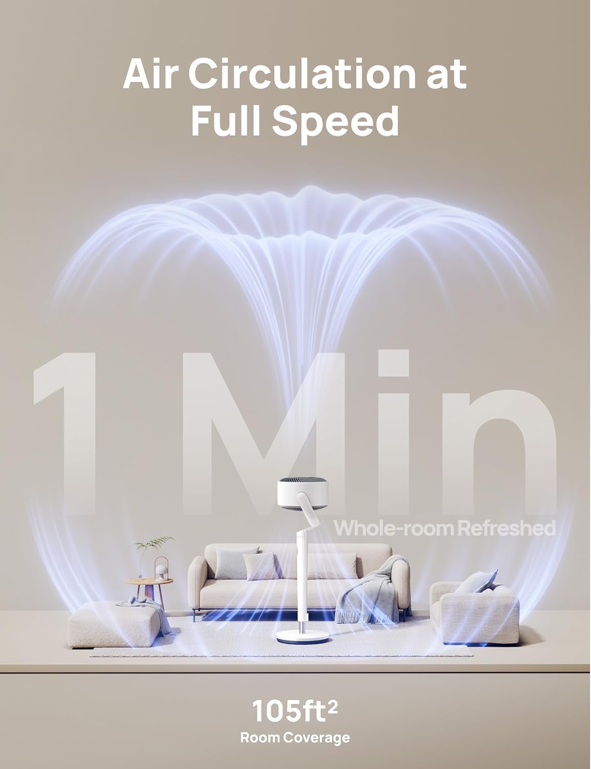 HKM-4705619 120° Omni-Directional Oscillating Pedestal Fan with Remote, 9 Speeds, 6 Modes, 20dB Noise Level, 8-Hour Timer, RGB Light