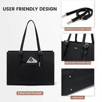 HKM-470611 Fashionable PU Leather Tote Laptop Bag Suitable for 15.6-Inch Laptops for Business and Travel
