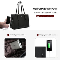 HKM-470611 Fashionable PU Leather Tote Laptop Bag Suitable for 15.6-Inch Laptops for Business and Travel