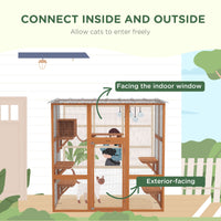HKM-4706365 Outdoor Cat Enclosure with Bridge Platforms and Resting Box for Cats