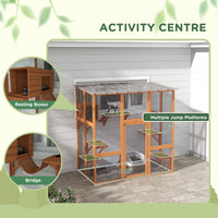 HKM-4706365 Outdoor Cat Enclosure with Bridge Platforms and Resting Box for Cats