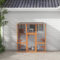 HKM-4706365 Outdoor Cat Enclosure with Bridge Platforms and Resting Box for Cats