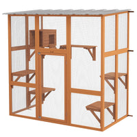 HKM-4706365 Outdoor Cat Enclosure with Bridge Platforms and Resting Box for Cats