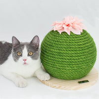 HKM-4706493 Sisal Cactus Cat Climbing Frame with Wooden Base for Nail Sharpening and Scratch Reduction