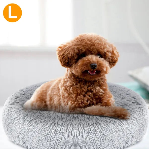 HKM-4706749 Cozy Fleece Pet Bed with Non-Slip Bottom - Soft Warm Cushion for Dogs and Cats (L Size)