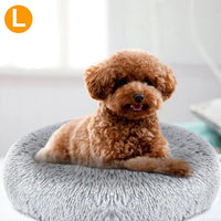 HKM-4706749 Cozy Fleece Pet Bed with Non-Slip Bottom - Soft Warm Cushion for Dogs and Cats (L Size)