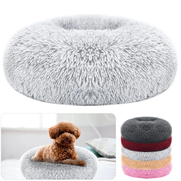 HKM-4706749 Cozy Fleece Pet Bed with Non-Slip Bottom - Soft Warm Cushion for Dogs and Cats (L Size)