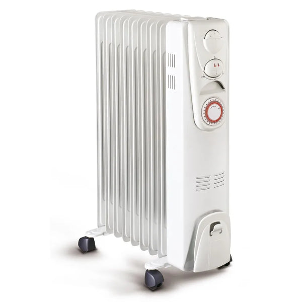 HKM-470675 Adjustable Electric Oil-Filled Radiator Heater with Overheat and Tip-Over Protection, Model CYAD04T, 600W, 5 Oil Channels, Freestanding Design