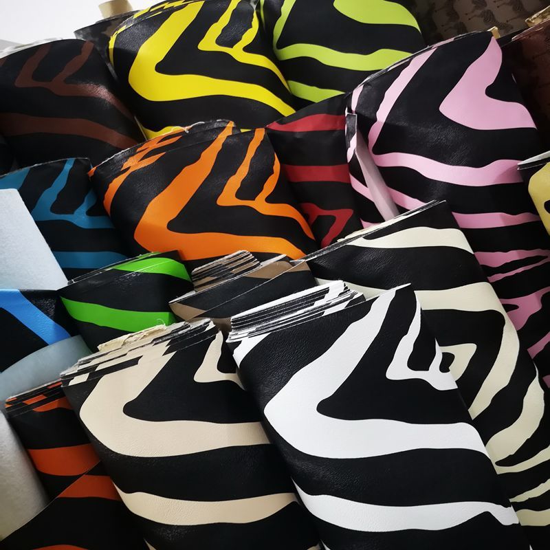 HKM-470739 Zebra Print PVC Leather Fabric for Shoes, Bags, and Luggage - 1.0mm Thickness, 137cm Width