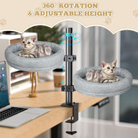 HKM-4708157 Adjustable Height Round Cat Nest in Gray and Brown Fabric