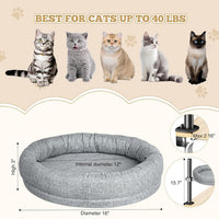HKM-4708157 Adjustable Height Round Cat Nest in Gray and Brown Fabric