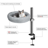 HKM-4708157 Adjustable Height Round Cat Nest in Gray and Brown Fabric