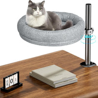 HKM-4708157 Adjustable Height Round Cat Nest in Gray and Brown Fabric