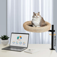 HKM-4708157 Adjustable Height Round Cat Nest in Gray and Brown Fabric