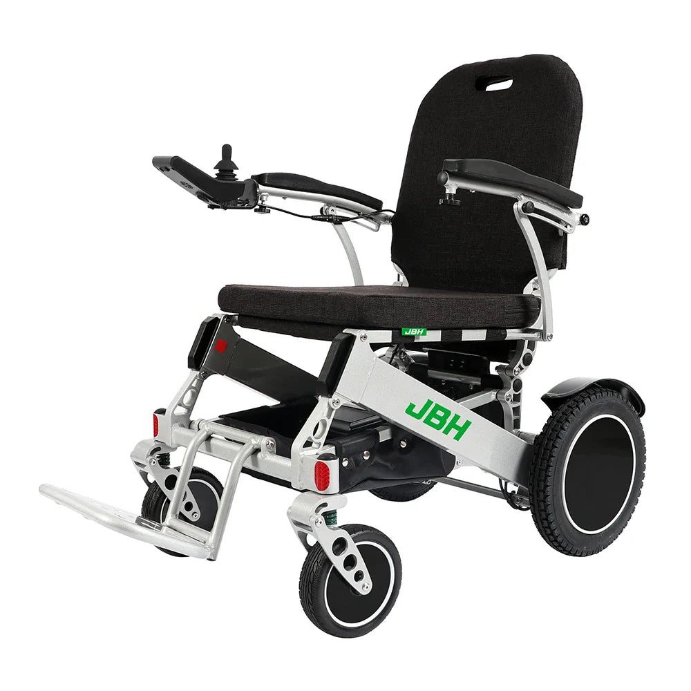 HKM-470931 Folding Electric Wheelchair with Removable Battery, Silver, 20km Driving Range, 6 km/h Speed, 200kg Load Capacity