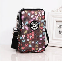 HKM-470931 Vertical Oxford Phone Bag with Zipper Closure and Multiple Floral Prints
