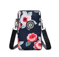 HKM-470931 Vertical Oxford Phone Bag with Zipper Closure and Multiple Floral Prints