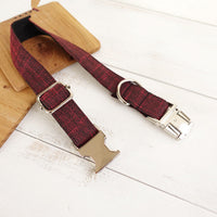 HKM-4710077 Stylish Red Canvas Dog Collar with Quick-Release Metal Buckle