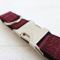 HKM-4710077 Stylish Red Canvas Dog Collar with Quick-Release Metal Buckle