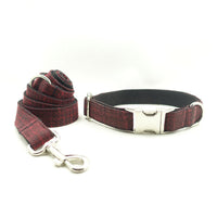 HKM-4710077 Stylish Red Canvas Dog Collar with Quick-Release Metal Buckle