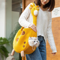 HKM-4710333 Animal-Shaped Portable Pet Diaper Bag for Kittens and Puppies, Soft PP Nylon Backpack