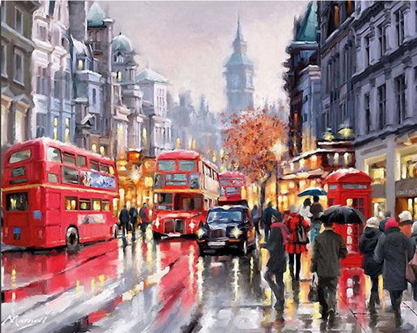 HKM-471059 Street Scene Paint By Numbers Kit - 40x50 cm