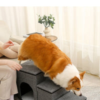 HKM-4711357 Foldable Pet Ladder for Dogs and Cats, 72x33x41cm, Available in Gray, Navy Blue, and Khaki