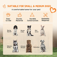 HKM-4711741 Outdoor Dog Kennel with Waterproof Canopy for Small to Medium Dogs - 4.6' x 4.6' x 5' with Dual Doors
