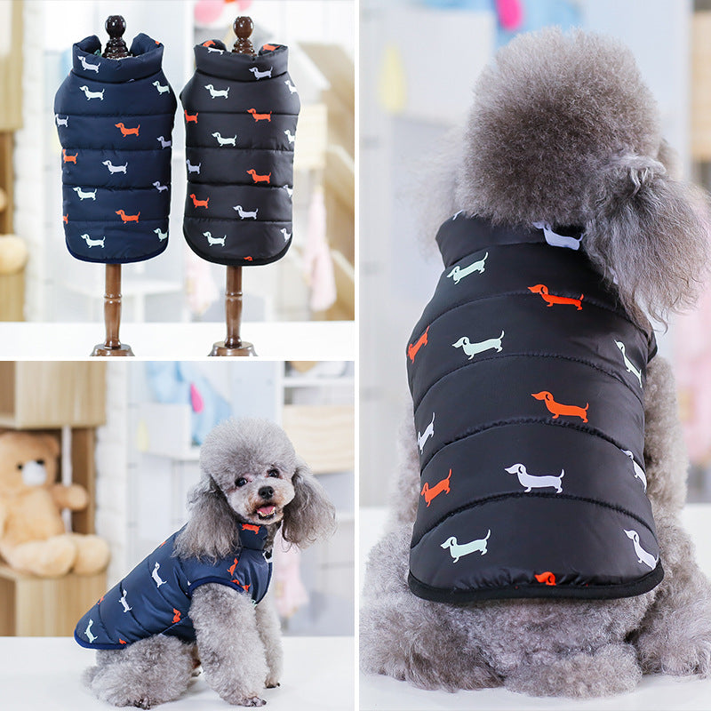 HKM-4712253 Casual Cotton Dog Vest in Black and Dark Blue - Sizes S to XXL