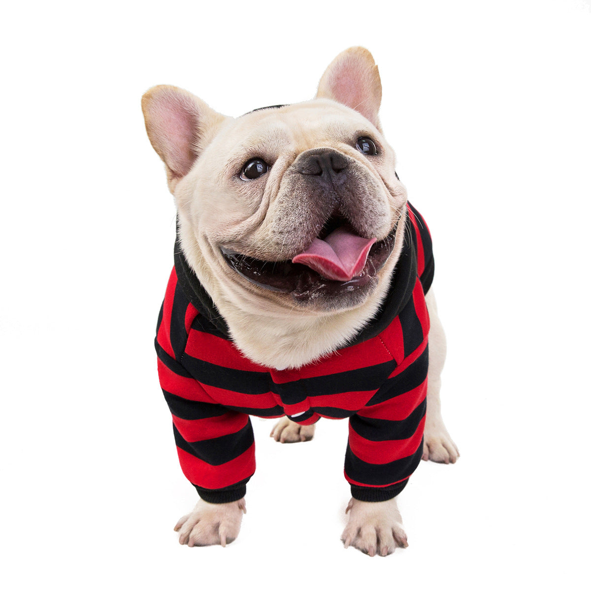 HKM-4712509 Cozy Cotton Striped Two-Leg Pet Coat for Autumn and Winter