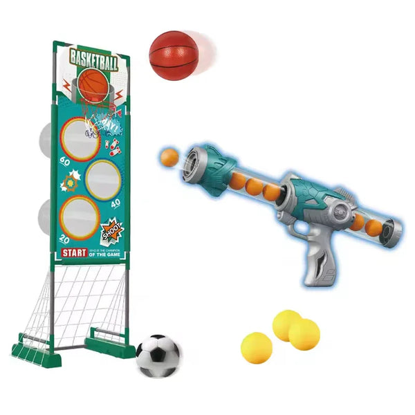 HKM-471315 3-in-1 Outdoor Sports Target Game with Soft Balls and Launchers for Kids