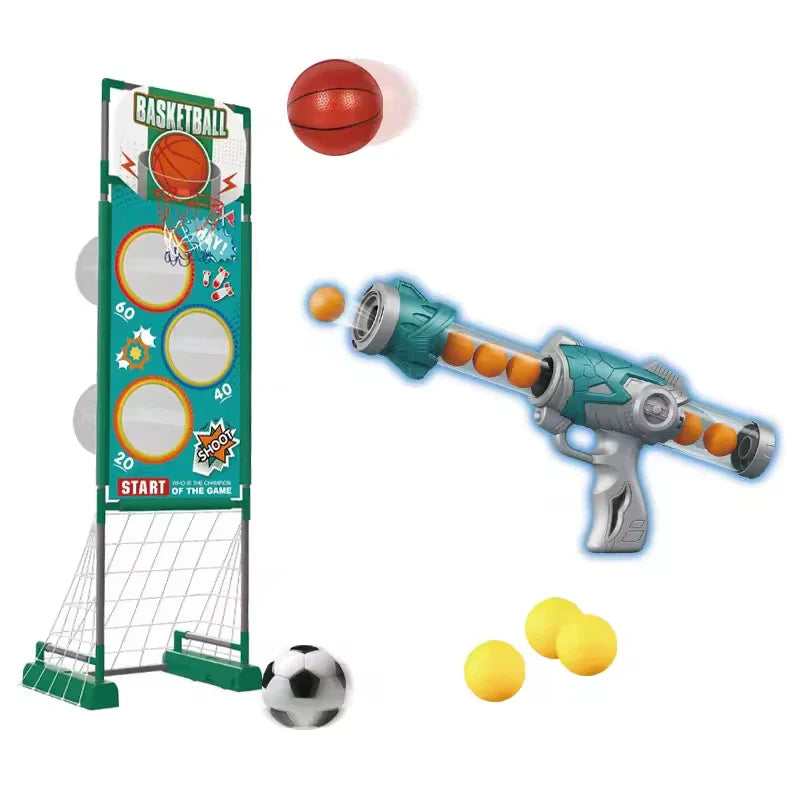 HKM-471315 3-in-1 Outdoor Sports Target Game with Soft Balls and Launchers for Kids