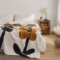 HKM-471379 Nordic Style Semi-Velvet Knitted Blanket with Floral Pattern, 130x160CM
