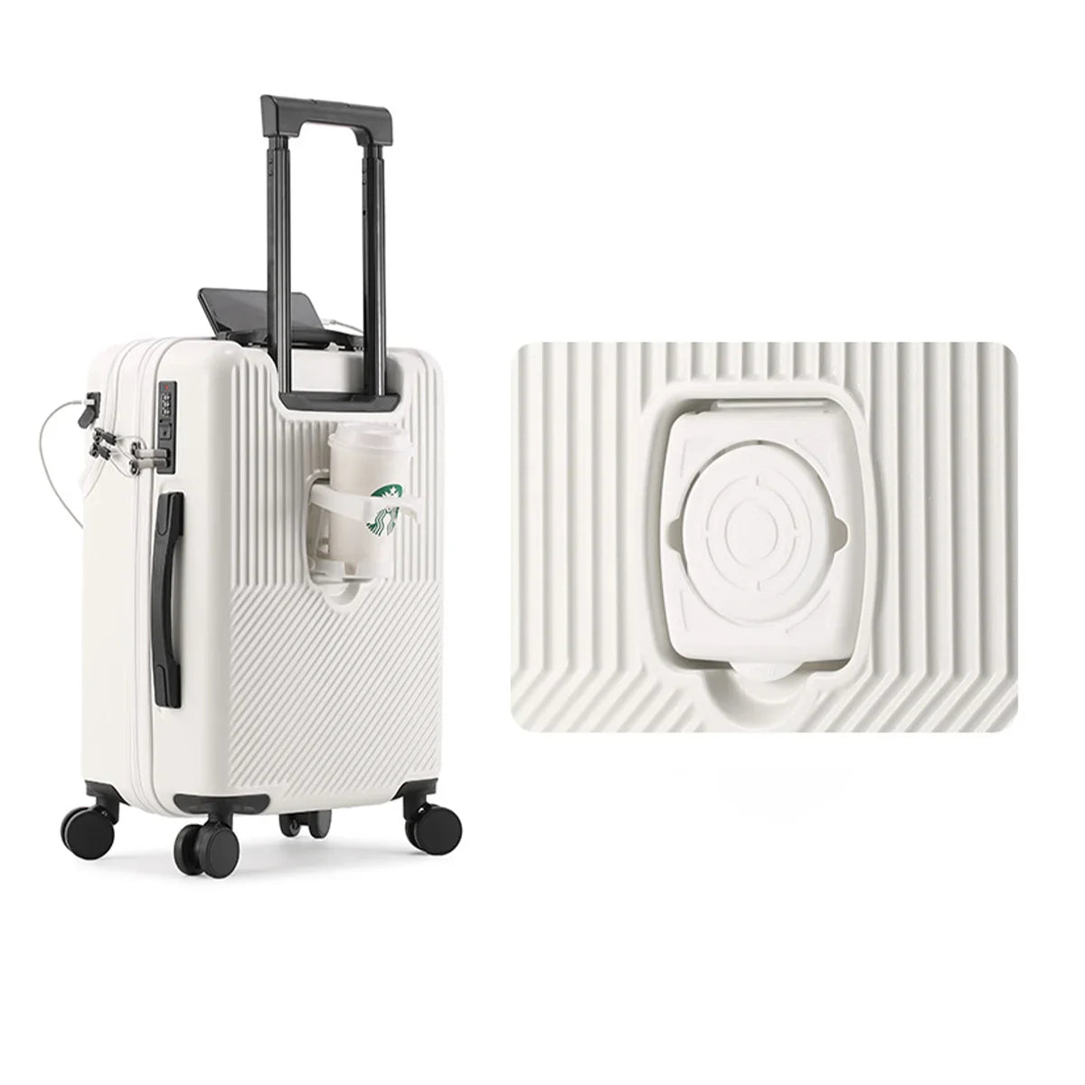 HKM-471443 Unisex Cabin Spinner Luggage with USB Port for Effortless Travel