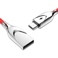 HKM-471443 Zinc Alloy Cloth Braided Data Cable, 1m/2m Length, 5V/2.3A Fast Charging, USB Copper Pin