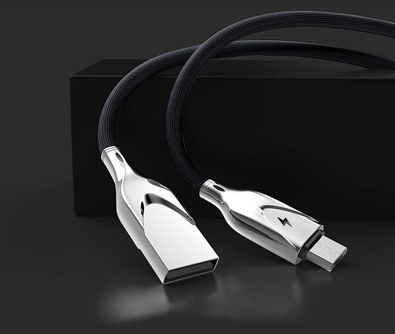 HKM-471443 Zinc Alloy Cloth Braided Data Cable, 1m/2m Length, 5V/2.3A Fast Charging, USB Copper Pin