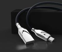 HKM-471443 Zinc Alloy Cloth Braided Data Cable, 1m/2m Length, 5V/2.3A Fast Charging, USB Copper Pin